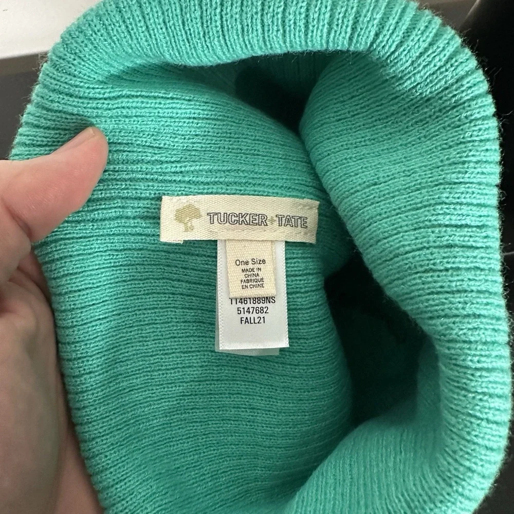 Tucker + Tate Rainbow Cloud Beanie Hat‎ Pom Pom Mint Green Gray One Size Kidcore